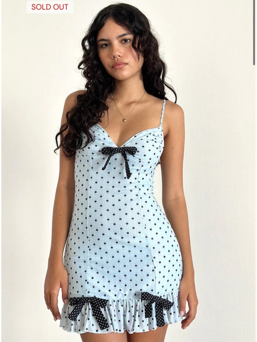Motel Khalil Mini Dress in Blue Black Basic Polka